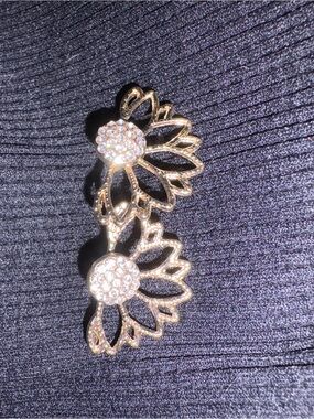 Gold Crystal Lotus Earrings - Women Jewelry